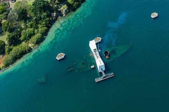 Battleships of WWII at Pearl Harbor from Maui