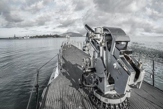 Battleships of WWII at Pearl Harbor from Waikiki